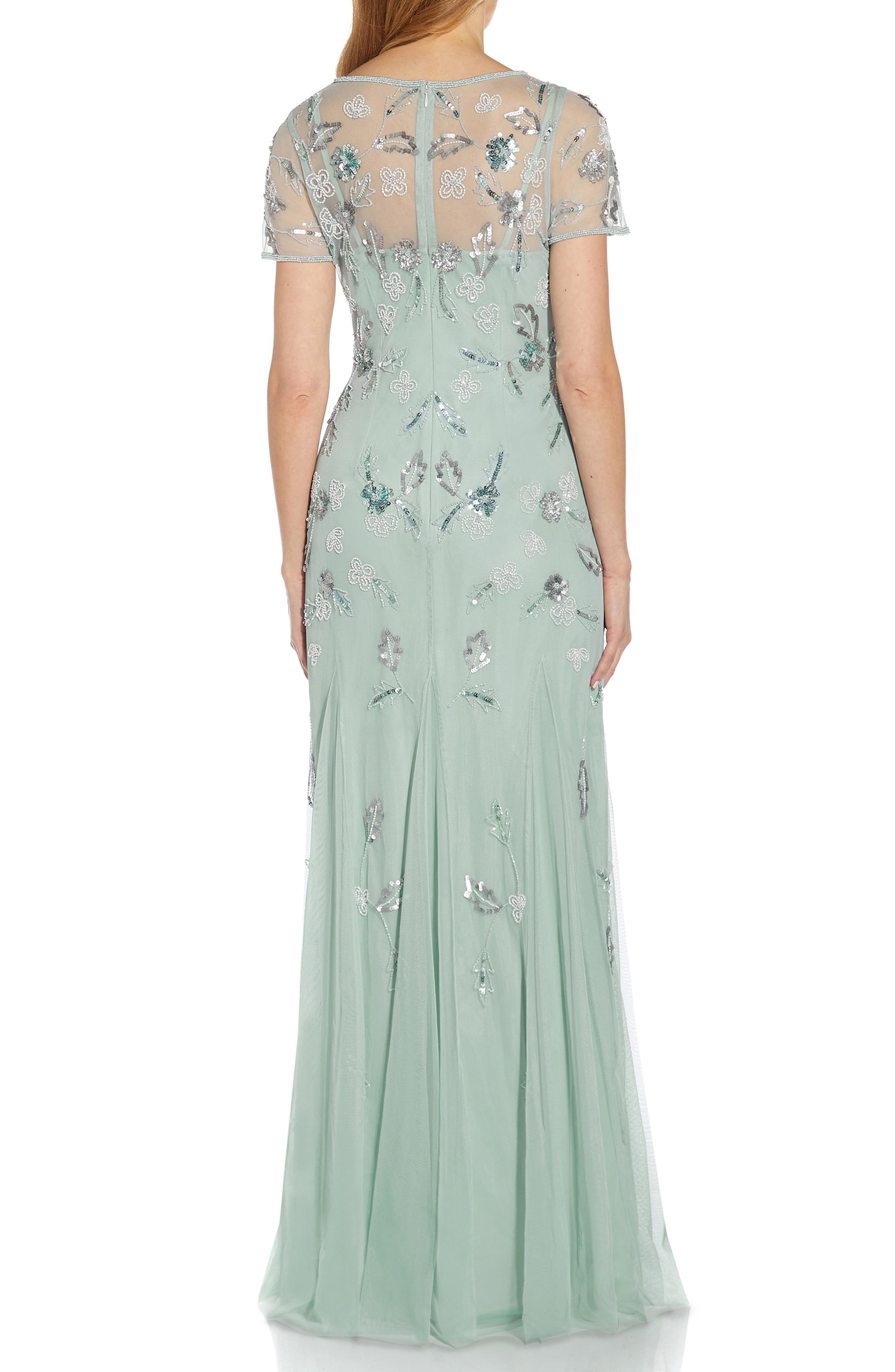 Adrianna Papell Beaded V-Neck Gown ...